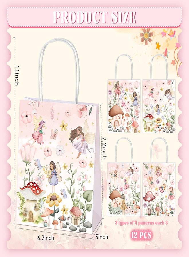 Dinifee 12 Pcs Fairy First Birthday Party Favor Bags with Handles Floral Goodie Paper Bags Floral Candy Treat Boxes Butterfly Fairy Theme Gift Boxes for Girl First Birthday Party Decoration - Image 2